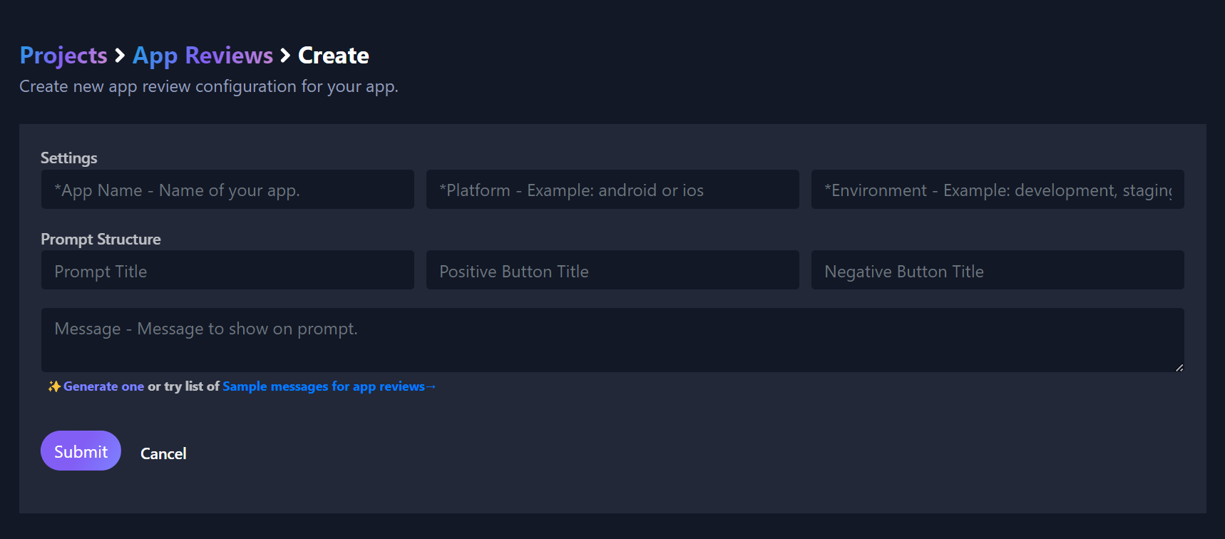 App Upgrade: Create App Review