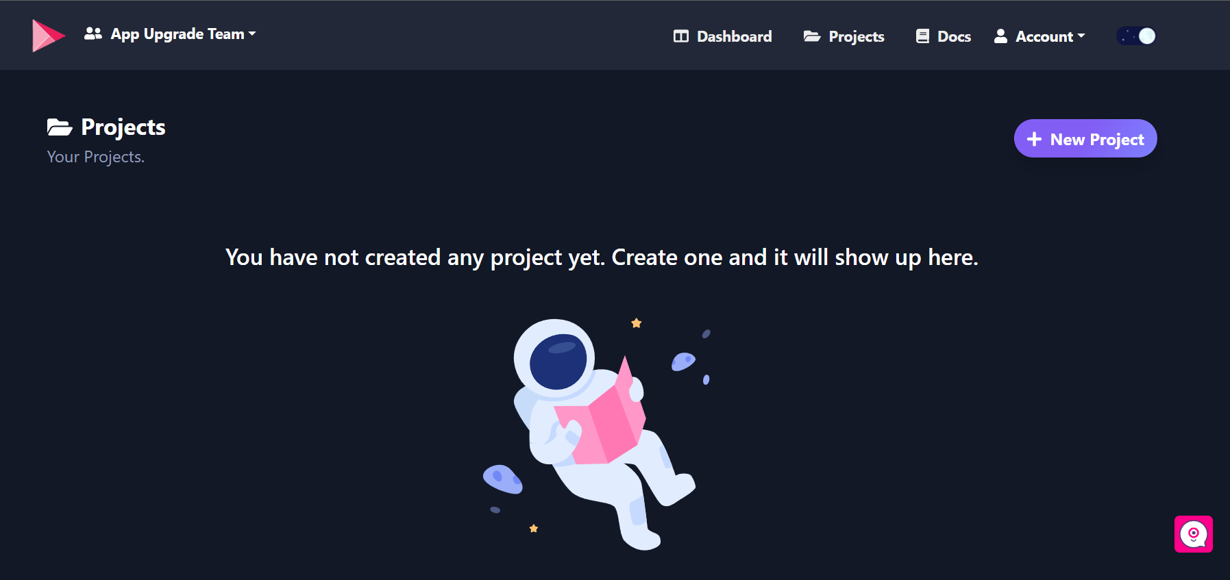 App Upgrade: Project Empty Screen