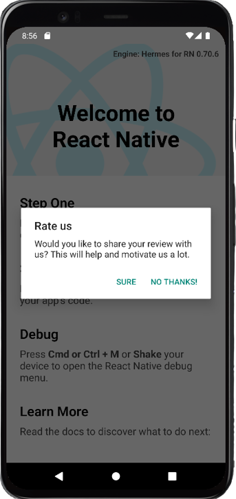 App Upgrade: Popup Android
