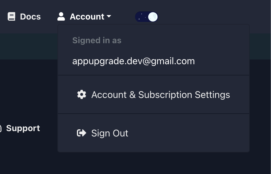 Account page
